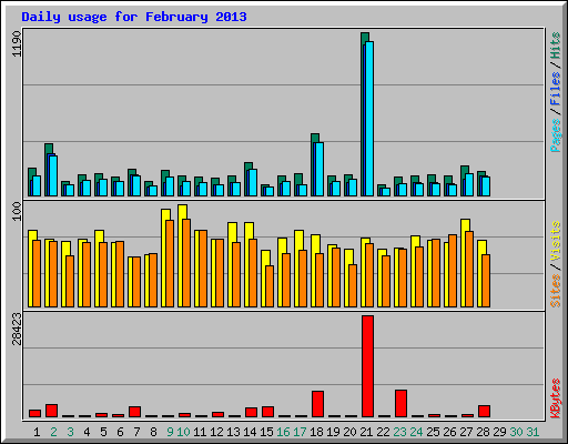Daily usage for February 2013