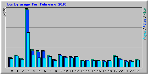 Hourly usage for February 2016
