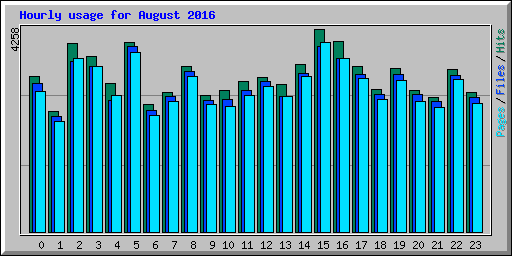 Hourly usage for August 2016