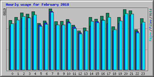 Hourly usage for February 2018